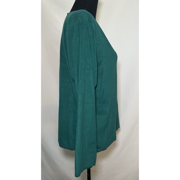 OSCAR DE LA RENTA Green Long Sleeve Cozy Fleece Top Shirt Women's MEDIUM‎ - Picture 4 of 12